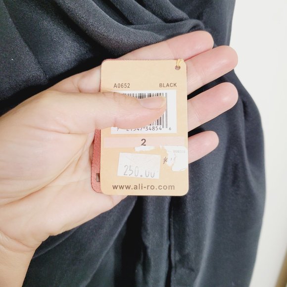 Ali-Ro Cap Sleeve Mini Shift Dress Black Studded Neckline Pockets Womens NWT 2 - Picture 7 of 10